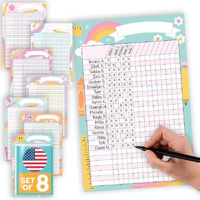 Hadley Designs 4 Retro Data Charts Classroom Incentive Chart for Classroom - Homework Chart for Classroom Reward Chart, Attendance Chart for Classroom Charts, Reward Chart for Kids Behavior in Kuwait