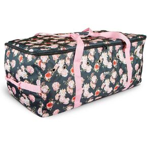 Jeffers Expression Full Bale Hay Bag, 44" L x 22" W x 18" H - Durable Ripstop Hay Tote for Horses, Barn, Trailer or Farm Storage, Water Resistant Full Size Square Carrier with Zipper - Rose Garden in Kuwait