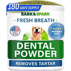 Bark&Spark Dog Teeth Cleaning Powder & Breath Freshener, Dental Powder Cleaner for Bright Teeth - Plaque and Bad Breath Advanced Remover for Dogs, Pet Oral Care Bright Co Lab Pro Formula - 90 Servings in Saudi Arabia