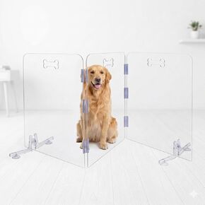 6-Panel Clear Acrylic Freestanding Dog Gate, Folding Pet Barrier | Transparent Puppy Fence with Handles, Foldable Playpen for House, Indoor Stairs, Doorways, Small Dogs & Rabbit in Saudi Arabia