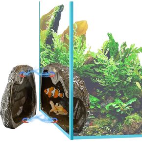 حوض السمك المغناطيسي كهف الصخور المغناطيسية ديكور خزان الأسماك مع مغناطيس قوي الراتنج Pleco مخبأ لبيتاس مأوى سهل المشاهدة (اللون: بني) in Kuwait