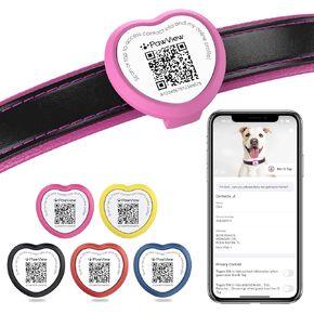 Personalized Dog Tags, QR Code Pet ID Tags for Dog Collars, Scan QR for Instant Location Alert, Emergency Contact & Online Profile, Battery-Free, Waterproof, Silent Silicone, Heart Shape, Yellow in Saudi Arabia