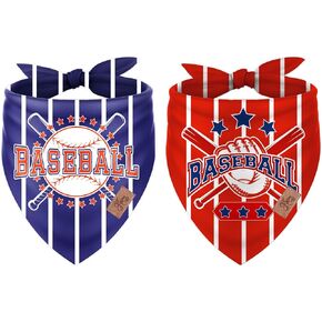 JarThenaAMCS 2Pcs Baseball Dog Bandana Red Blue Baseball Glove Stripe Pattern Triangle Pet Scarf Adjustable Pet Neckerchief for Cat Dog Sport Birthday Party Costume Accessories in Saudi Arabia