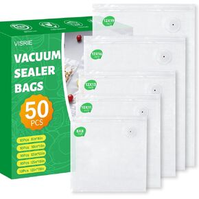 50 Pack Reusable Vacuum Sealer Bags for Food, 5 Assorted Sizes in Kuwait