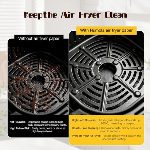 Silicone Air Fryer Liners, 2 Pack 8.5 Inch Reusable Silicone Mat, Non-Stick Heat Resistant Air Fryer Accessories, Black + Red in Kuwait