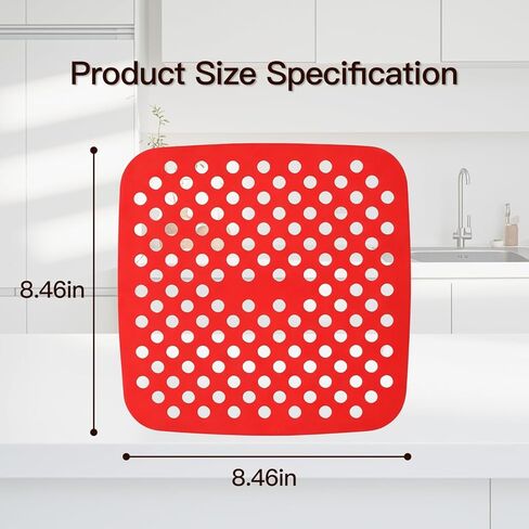 Silicone Air Fryer Liners, 2 Pack 8.5 Inch Reusable Silicone Mat, Non-Stick Heat Resistant Air Fryer Accessories, Black + Red in Kuwait