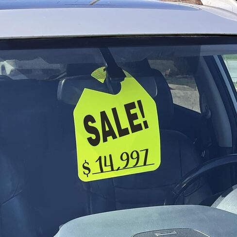 EZ Line Car Mirror Hang Tags Huge Fluorescent Sale Price Tags (Red) in Saudi Arabia