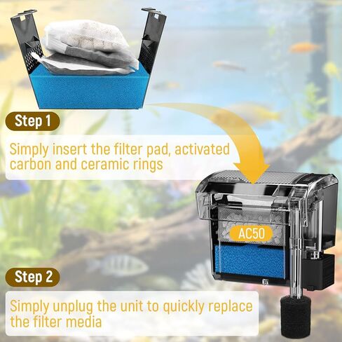 Big Peng AC50 Aquarium Filter Media Maintenance Kit Compatible with Aquaclear Fluval AC50 Power Filters, Includes 1 Blue Foam, 2 Activated Carbon, 1 BioMax Pellets, 2 Intake Strainer Sponge in Kuwait