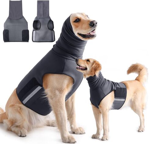 Heywean Dog Anxiety Vest with Hoodie Fully Openable Calming Shirt for Dogs Breathable Thunder Jacket for Stress Relief Storm and Firework Anxiety Relief(Grey,X-Small) in Kuwait