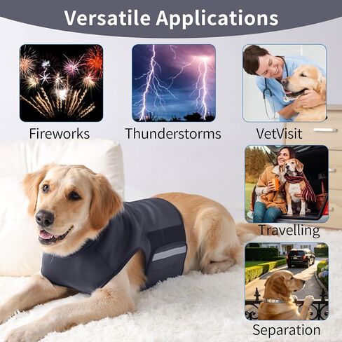 Heywean Dog Anxiety Vest with Hoodie Fully Openable Calming Shirt for Dogs Breathable Thunder Jacket for Stress Relief Storm and Firework Anxiety Relief(Grey,X-Small) in Kuwait
