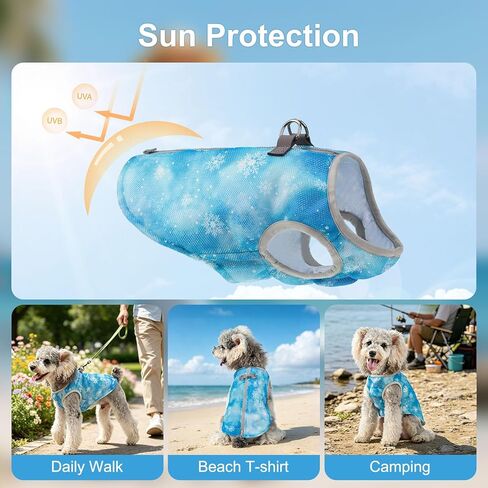 BEAUTYZOO سترة تبريد للكلاب مع سحاب، قميص تبريد خفيف الوزن ومسامي للصيف، سترة تبريد عاكسة قابلة للتعديل للكلاب الصغيرة، حماية من الأشعة فوق البنفسجية للحيوانات الأليفة، سترة تبريد للثلج للمشي على الشاطئ in Kuwait