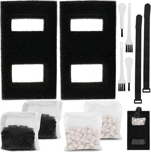 Aquarium Filter Media Set for Fluval SPEC, EVO, Betta and Flex Desktop Aquarium Series, Includes 2 Biomax Filter Media, 2 Carbon Filter Refills, 2 Foam Filter, 2 Filter Cord and 4 Cleaning Brushes in Kuwait