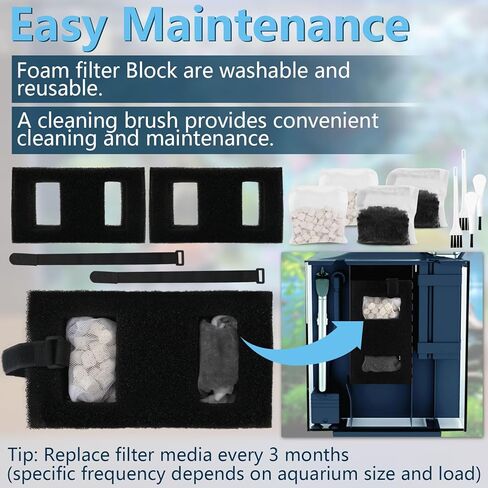Aquarium Filter Media Set for Fluval SPEC, EVO, Betta and Flex Desktop Aquarium Series, Includes 2 Biomax Filter Media, 2 Carbon Filter Refills, 2 Foam Filter, 2 Filter Cord and 4 Cleaning Brushes in Kuwait