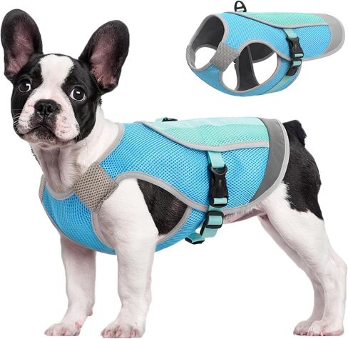Kuoser Dog Cooling Vest for Summer, Lightweight Dog Cooling Harness Shirt with Breathable Mesh, Reflective Cooler Jacket Pet Cool Vest for Small Medium Large Dogs, Hot Weather, Beach, Hiking, Walking in Kuwait