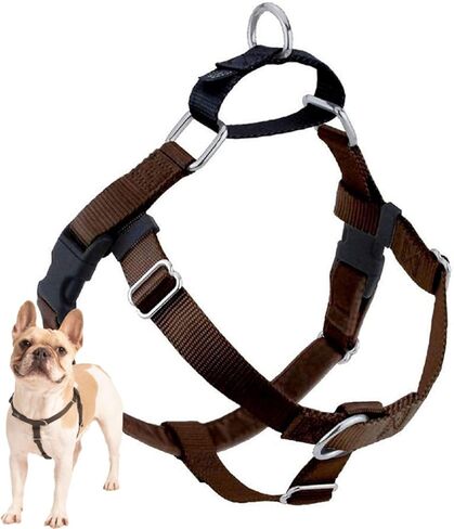 2 Hounds Design Freedom No Pull Dog Harness, Adjustable Harness, Easy Walking & Comfortable Control, Fits Small, Medium & Large Dogs, Solid Colors, Made in USA, 1" LG, Brown in Kuwait