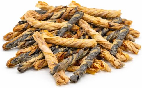TAIL & TONIC Salmon Skin Dog Treats - Single Ingredient Dog Treats, Air-Dried Chewy Fish Skins for Dogs, High Protein, Omega-3 Rich Dental Chews, Twist in Kuwait