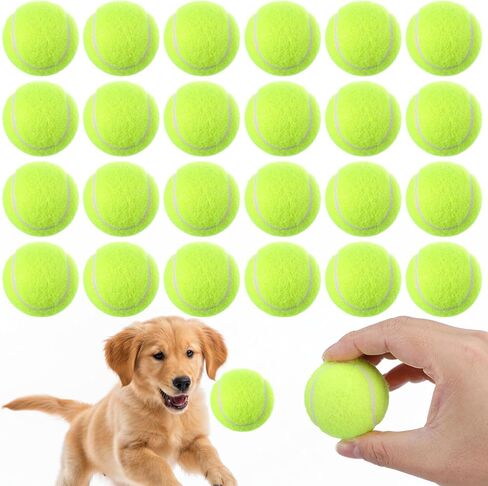24 Pcs 2 Inch Mini Tennis Balls for Small Dogs, Pet Fetching Training Playing Exercise Rubber Felt Dog Puppy Ball, Yellow in Kuwait