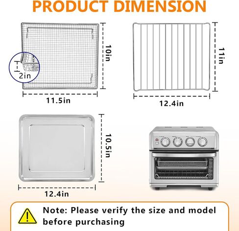 3PCS Air Fryer Tray Replacement Parts(Basket/Pan/Rack) Compatible with Cuisinart TOA-60 TOA-65 TOA-70 Air Fryer Toaster Oven, Stainless Steel Oven Air Fryer Accessories in Kuwait