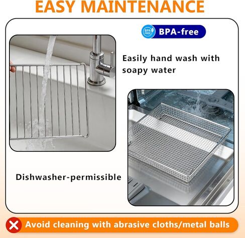 3PCS Air Fryer Tray Replacement Parts(Basket/Pan/Rack) Compatible with Cuisinart TOA-60 TOA-65 TOA-70 Air Fryer Toaster Oven, Stainless Steel Oven Air Fryer Accessories in Kuwait