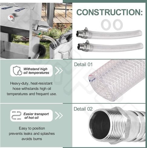 2 Pack Fryer Drain Extension Hose for Bayou Classic 700-602, 700-701, 700-704, 700-709, 700-725 Deep Fryer Oil Drain Pipe (Can Be Used for Commercial Fryer Drain Hose) in Kuwait