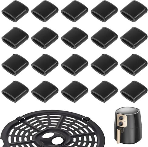 Thinp 20 Pcs Air Fryer Rubber Bumpers, Air Fryer Rubber Feet Silicon Rubbers Tips Non Scratch Protective Covers Air-Fryer Replacement Parts Accessories for Grill Pan (Black) in Kuwait