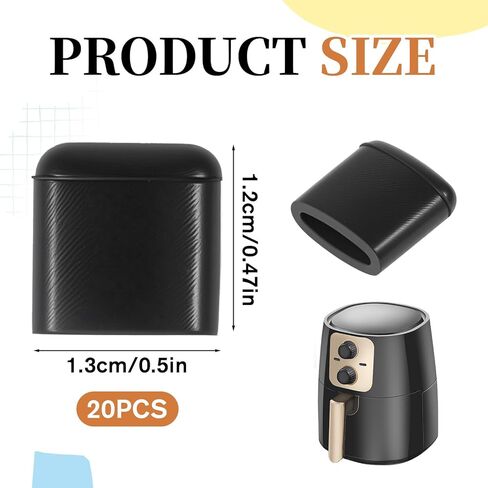 Thinp 20 Pcs Air Fryer Rubber Bumpers, Air Fryer Rubber Feet Silicon Rubbers Tips Non Scratch Protective Covers Air-Fryer Replacement Parts Accessories for Grill Pan (Black) in Kuwait