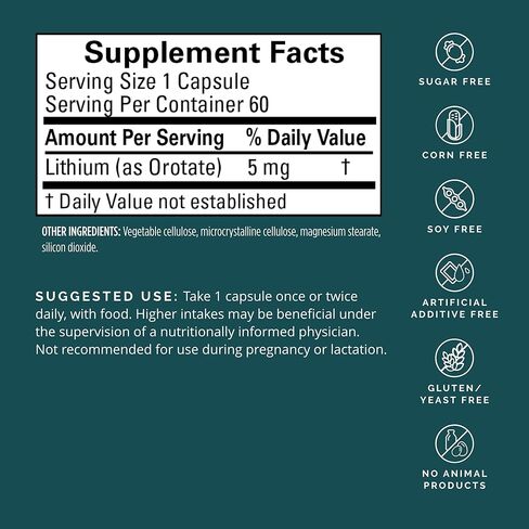 Dr Amen BrainMD Lithium Orotate - 60 Capsules - Brain Support - Gluten Free - 60 Servings in Saudi Arabia