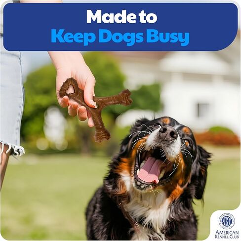 American Kennel Club 3 Pack Training Dog Chew Toy, Wood-Infused PP Assorted Dog Toys, Durable for Moderate Chewers, Beef Scented for Long-Lasting Engagement, Supports Dental Health in Kuwait