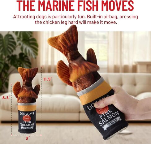 ZOMISIA Interactive Dog Puzzle Toys, Dog Enrichment Air-Powered Plush Toy with Squeeze Animated Moving Tail Marine Fish Shaped, Chew Treat Dispensing Toys, for Medium and Large Dogs Indoor in Kuwait