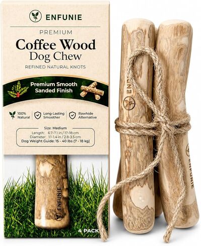 Coffee Wood Dog Chew Sticks for Medium Dogs (15–35 lb), 2 Pack – Most Popular Natural Wood Dog Chew Toy, Smoothly Sanded, Long-Lasting, Dental Support in Kuwait