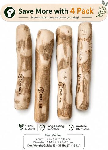 Coffee Wood Dog Chew Sticks for Medium Dogs (15–35 lb), 2 Pack – Most Popular Natural Wood Dog Chew Toy, Smoothly Sanded, Long-Lasting, Dental Support in Kuwait