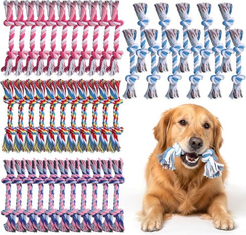 48 Pcs Dog Toys Bulk, 6.7-Inch Dog Rope Toy for Small Medium Dogs, Cotton Puppy Chew Rope for Teething, Tug of War, Dental Health, Interactive Ropes Toys for Dogs, Aggressive Chewers in Kuwait