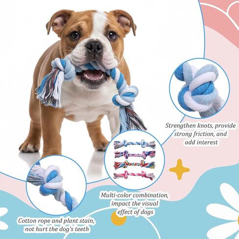 48 Pcs Dog Toys Bulk, 6.7-Inch Dog Rope Toy for Small Medium Dogs, Cotton Puppy Chew Rope for Teething, Tug of War, Dental Health, Interactive Ropes Toys for Dogs, Aggressive Chewers in Kuwait