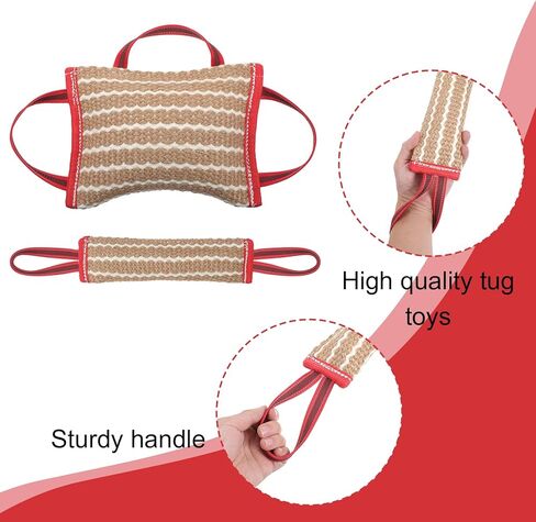 2PCS Dog Pillow Tug Toy Dog Pillow 10"x7" Linen Jute Tug Toy with Handle for Medium to Large Dogs, Pets Interactive Play Training Tug of War Tools in Kuwait