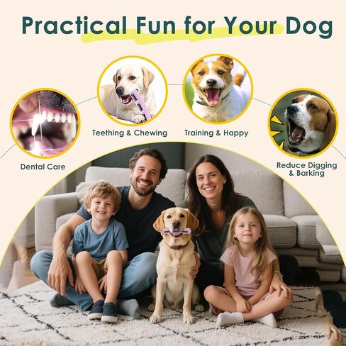 【Version 2.0】Bite and Brush Dog Chew Toy - Puppy Chew Toy with Bristles for Teeth Cleaning, Interactive Dog Toy for Puppy Teething, Compatible with Most Popular Dog Dental Chews &Treats-Pink in Kuwait