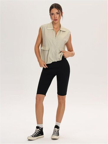 Verdusa Women's Cropped Cargo Vest Zip Up Streetwear Sleeveless Lightweight Jacket with Pockets in Saudi Arabia