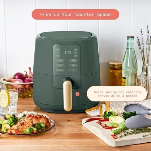 Wonderful 3-Quart Digital Air Fryer with TurboCrisp Technology, Compact Countertop Design with 4 Presets for Baking Roasting and Reheating (Thyme Green) in Saudi Arabia