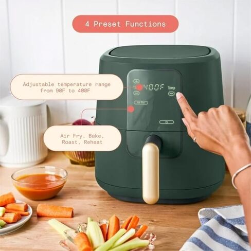 Wonderful 3-Quart Digital Air Fryer with TurboCrisp Technology, Compact Countertop Design with 4 Presets for Baking Roasting and Reheating (Thyme Green) in Saudi Arabia