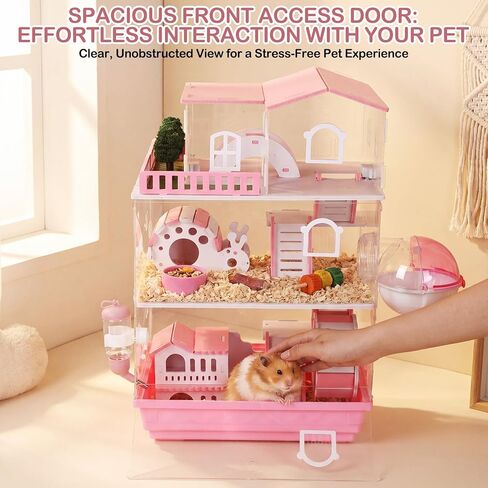 قفص هامستر أكريليك شفاف 15 في 1 من إكلي مع جميع الملحقات، 20 × 13.7 × 10 بوصة، منزل هامستر قزم، اتصال مغناطيسي صغير للحيوانات الأليفة، قفص فأر على طراز الحديقة لفئران الحيوانات الأليفة in Kuwait