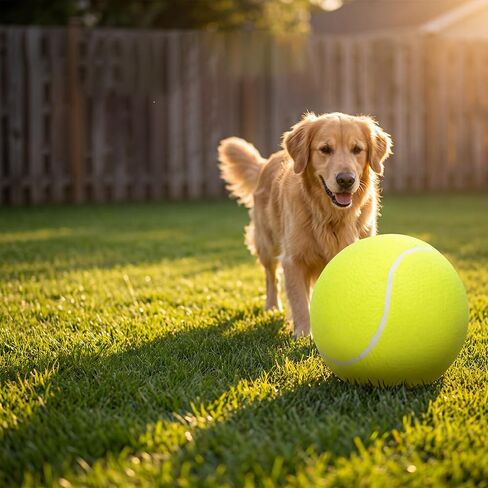 Big Tennis Ball for Dogs, High Bounce Pet Toy Ball fInteractive Fetch Training Outdoor Play for Medium Large Breeds for Lawn Park Outdoor Activities (Yellow, 9.4 Inch) in Kuwait