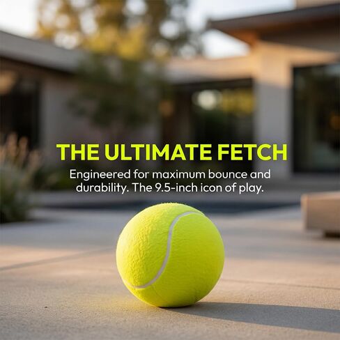 Big Tennis Ball for Dogs, High Bounce Pet Toy Ball fInteractive Fetch Training Outdoor Play for Medium Large Breeds for Lawn Park Outdoor Activities (Yellow, 9.4 Inch) in Kuwait