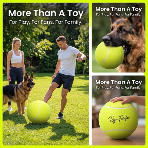 Big Tennis Ball for Dogs, High Bounce Pet Toy Ball fInteractive Fetch Training Outdoor Play for Medium Large Breeds for Lawn Park Outdoor Activities (Yellow, 9.4 Inch) in Kuwait