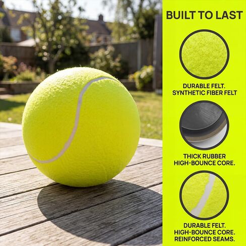 Big Tennis Ball for Dogs, High Bounce Pet Toy Ball fInteractive Fetch Training Outdoor Play for Medium Large Breeds for Lawn Park Outdoor Activities (Yellow, 9.4 Inch) in Kuwait