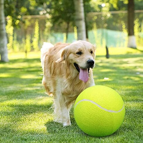 Big Tennis Ball for Dogs, High Bounce Pet Toy Ball fInteractive Fetch Training Outdoor Play for Medium Large Breeds for Lawn Park Outdoor Activities (Yellow, 9.4 Inch) in Kuwait