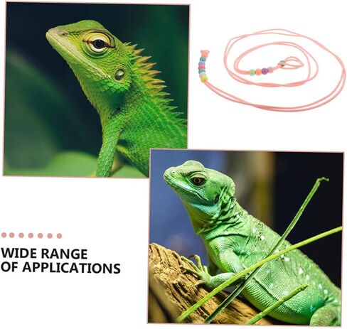 TEHAUX 3pcs Adjustable Reptile Walking Leash Harness Set, Lightweight Lizard Traction Rope for Bearded Dragon and Small Pets Outdoor Travel, Glow-in-the-Dark Pink Harness in Kuwait