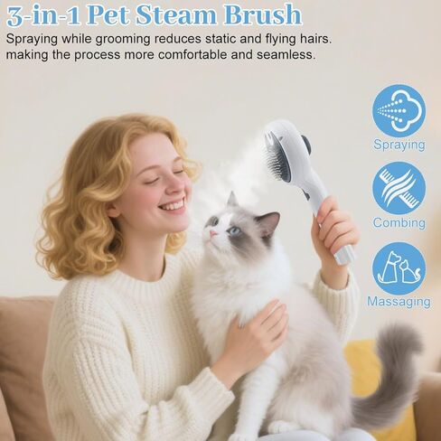 Pet Spray Brush for Dog & Cat, 3-in-1 Spray Grooming Comb - Dog Spray Brush for shedding, Brushes for Indoor Cats Spray for Shedding Hair Clean Hair Removal Comb, 1*Waterless Shampoo in Kuwait