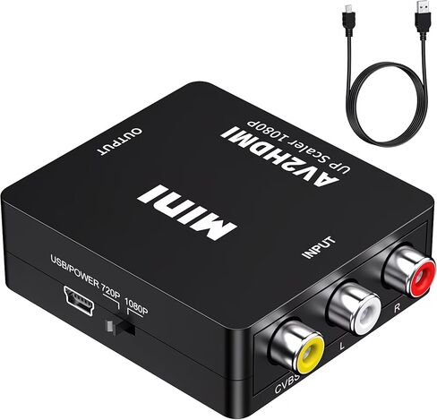 RCA to HDMI, AV to HDMI Converter, 1080P Mini RCA Composite Video Audio Converter Adapter Supporting for TV/PC/PS3/Xbox VHS/VCR/Blue-Ray DVD Players in Saudi Arabia