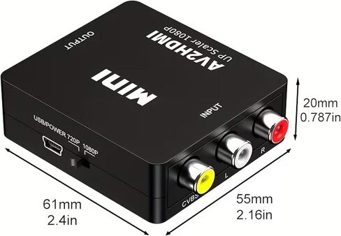 RCA to HDMI, AV to HDMI Converter, 1080P Mini RCA Composite Video Audio Converter Adapter Supporting for TV/PC/PS3/Xbox VHS/VCR/Blue-Ray DVD Players in Saudi Arabia