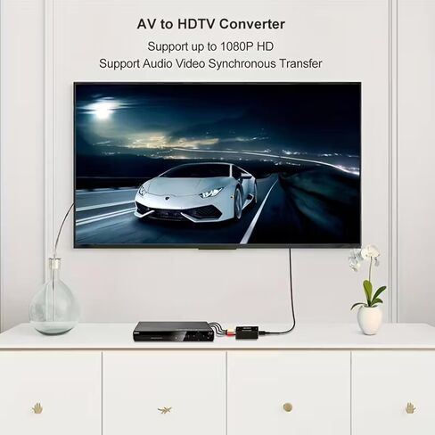 RCA to HDMI, AV to HDMI Converter, 1080P Mini RCA Composite Video Audio Converter Adapter Supporting for TV/PC/PS3/Xbox VHS/VCR/Blue-Ray DVD Players in Saudi Arabia