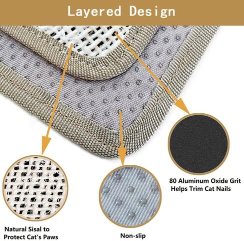 Cat Nail File Scratcher- Natural Sisal Scratching Pad with 80-Grit Aluminum Oxide, Wrap-Around Design for Trimming Cat Nails, Repairing Cat Trees& Posts in Kuwait